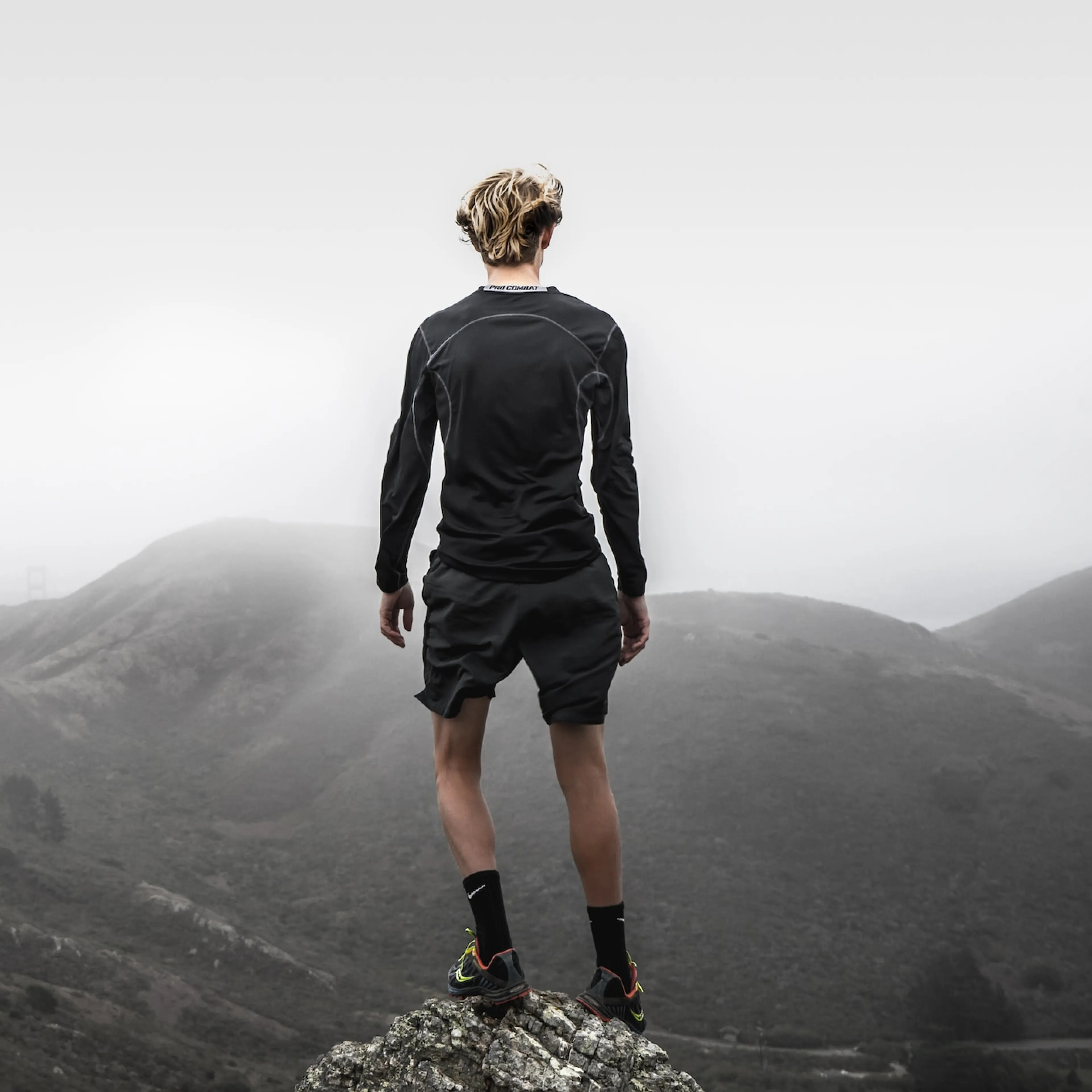 A man standing on a mountain