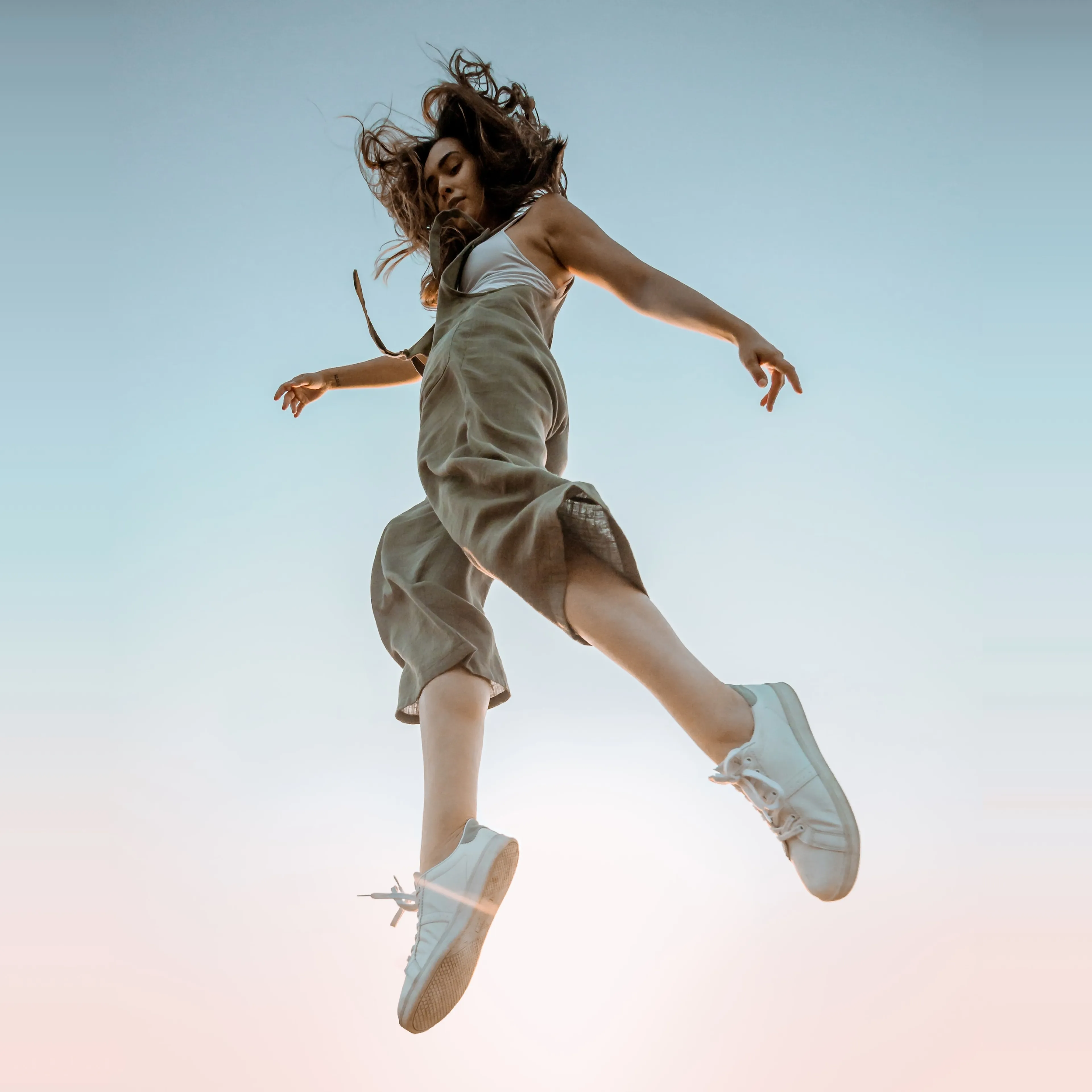 A woman jumping